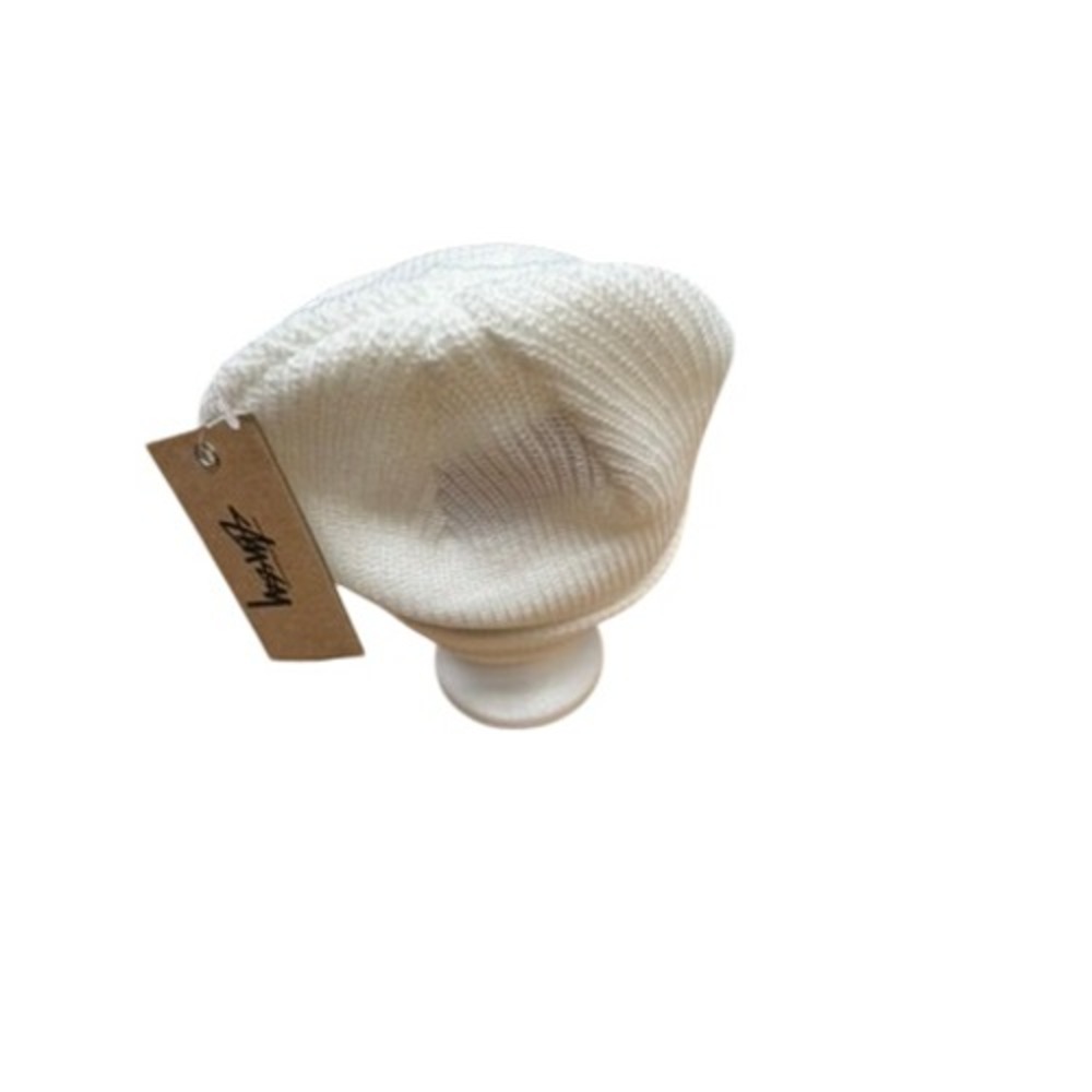 NwT! "Stussy" Basic Cuff Beanie White Black Embroidered Stock Logo Hat 1321019 - Picture 5 of 7